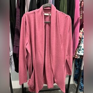 LOGO by Lori Goldstein - Women's Pink Open Front Cardigan
